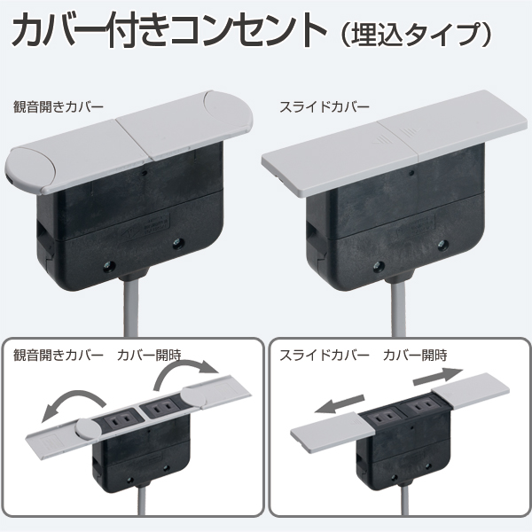 カバー付きコンセント(埋込タイプ)