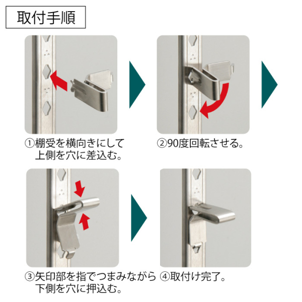 SPG フィット棚柱セット 1820mm棚柱4本・棚受24個入セット(取付ビス付) ステンレス製棚柱_2