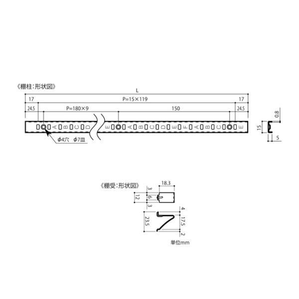 ATOM公式】SPG SUS棚柱セット 1820mm棚柱4本・棚受24個入セット(取付