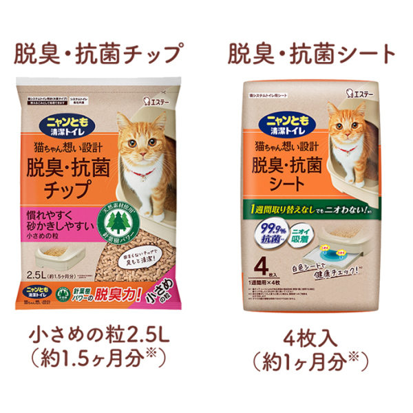 ニャンとも清潔トイレセット シンプルタイプ ライトベージュ 買ってすぐに使える取替品付き(チップ、シート約1カ月分)_4