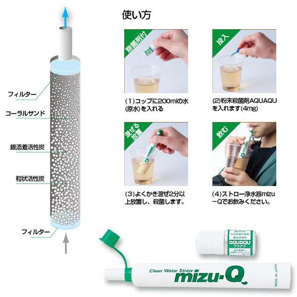 ATOM公式】mizu-Q 携帯型ストロー浄水器 (ミズQ)(ミズキュー) | アトム