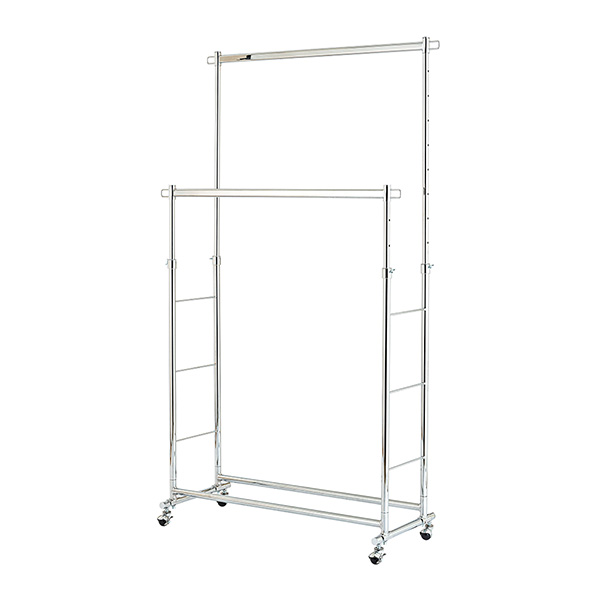 キャスター付きハンガーラック ダブル 前後二段 伸縮式 LIHD-100 幅100.5cm×奥行42cm×高さ108.5～175.5cm 耐荷重150kg_2