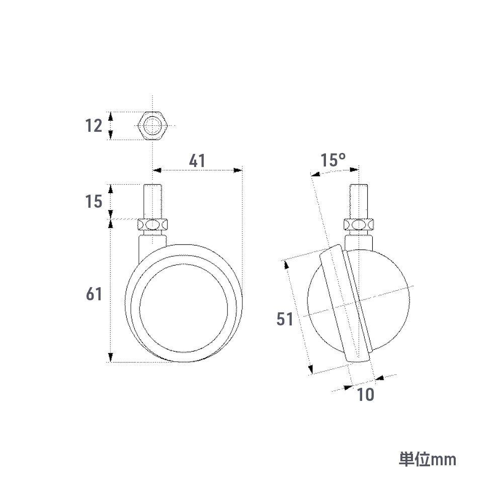 【数量限定】ボールキャスター M50 ブラスカラー 真鍮色 4個セット プレートタイプ/ボルトタイプ_2