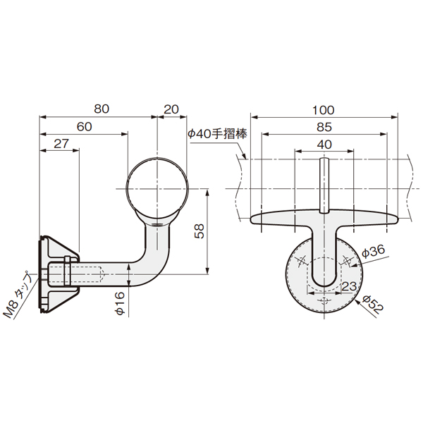 SUS手摺金具カバータイプ SUS-L-40W_2