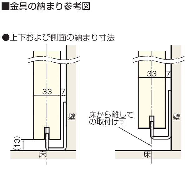 FG-950(上吊式引戸金具用下ガイド 壁付けタイプ 壁付けガイド33-7)_3