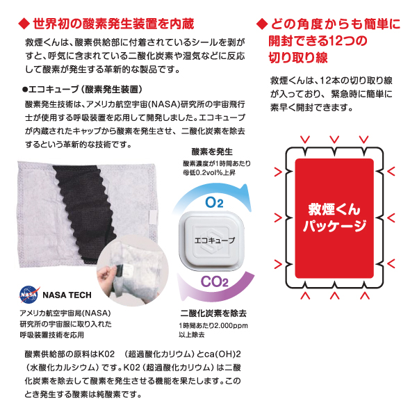救煙くん 火災避難用 酸素が発生する救命タオル《取り寄せ商品・代引不可》_3