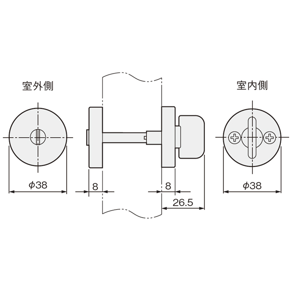 KV51ケース鎌錠 T2 間仕切錠_3