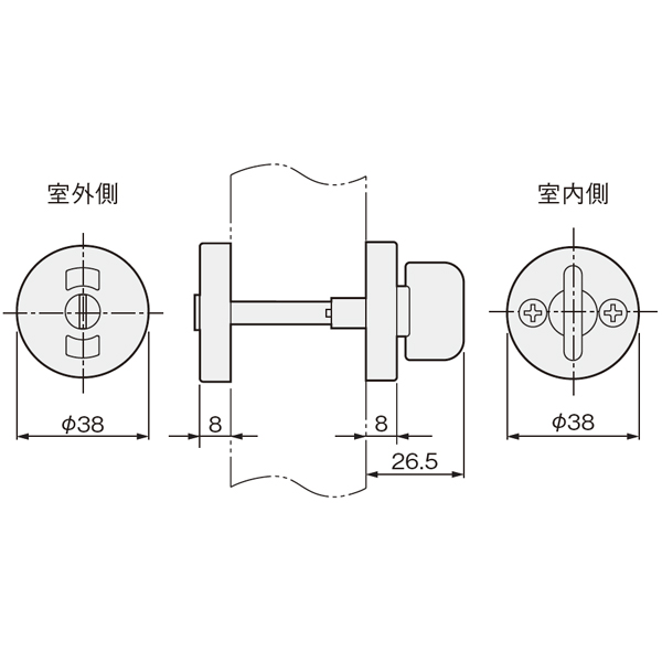 KV51ケース鎌錠 T3 表示錠_3