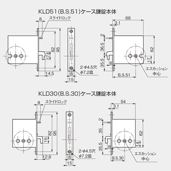 KLD51・KLD30 ケース鎌錠 P0 個室錠_2
