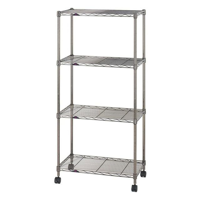 BN1260-4 ルミナススチールラック 幅60cm 4段 ルミナスブラック 幅59.5×奥行34.5×高さ124.5cm 【ポール径19mm】【メーカー直送代引不可】