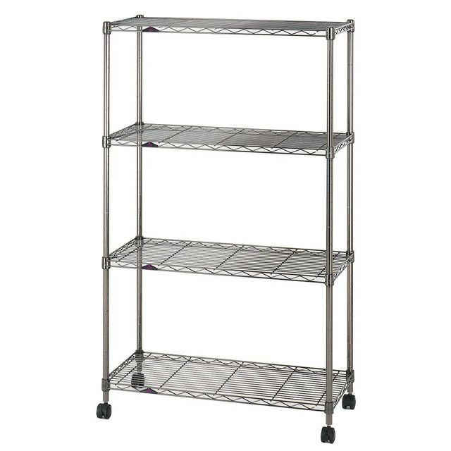 BN1275-4 ルミナススチールラック 幅75cm 4段 ルミナスブラック 幅74.5×奥行34.5×高さ124.5cm 【ポール径19mm】【メーカー直送代引不可】