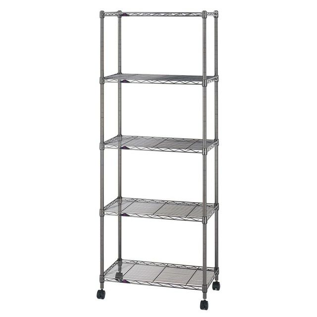 BN1560-5 ルミナススチールラック 幅60cm 5段 ルミナスブラック 幅59.5×奥行34.5×高さ155cm 【ポール径19mm】【メーカー直送代引不可】