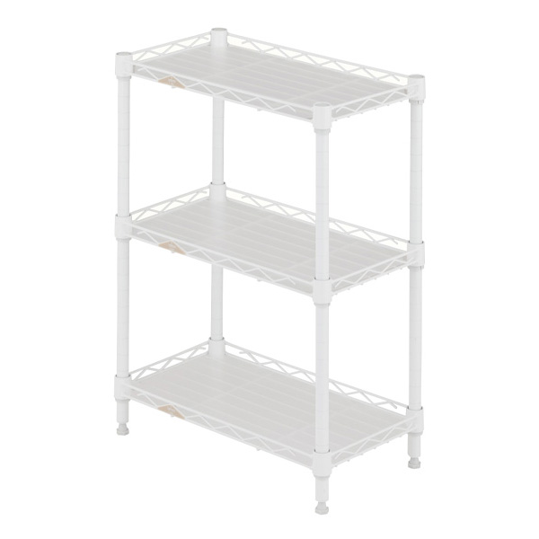 LL2545-3WH ルミナススチールラック キッチンラック 幅25cm 3段 ルミナスラテ すき間収納ラック 幅24.5×奥行44.5×高さ60cm 【ポール径19mm】【メーカー直送代引不可】
