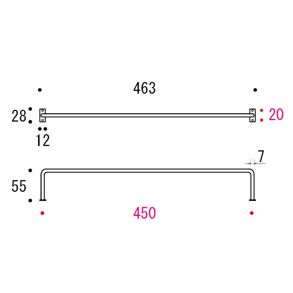 タオルバー 45B PF SQ HL[ゴーリキアイランド 640103]_2