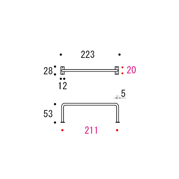 PF lagom 21B SQ BK    タオルバー[ゴーリキアイランド 640166]_2