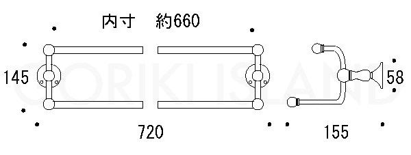 ダブルタオルバー 68 SB BK[ゴーリキアイランド 640434]_2