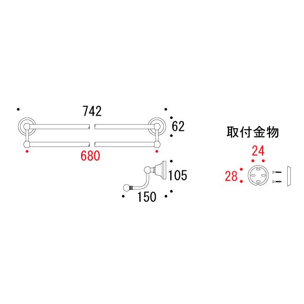 ダブルタオルバー 68 CE BK[ゴーリキアイランド 640606]_2