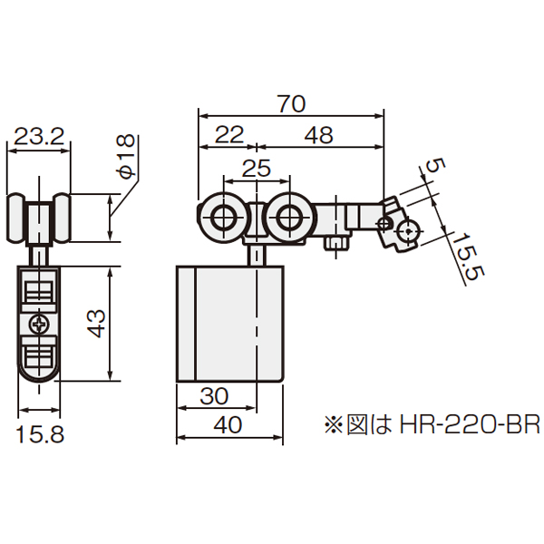HR-220-BR(HRシステム ブレーキ付き上部吊り車)_2