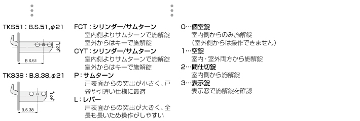 TKS51チューブラ鎌錠 スタンダードタイプ
