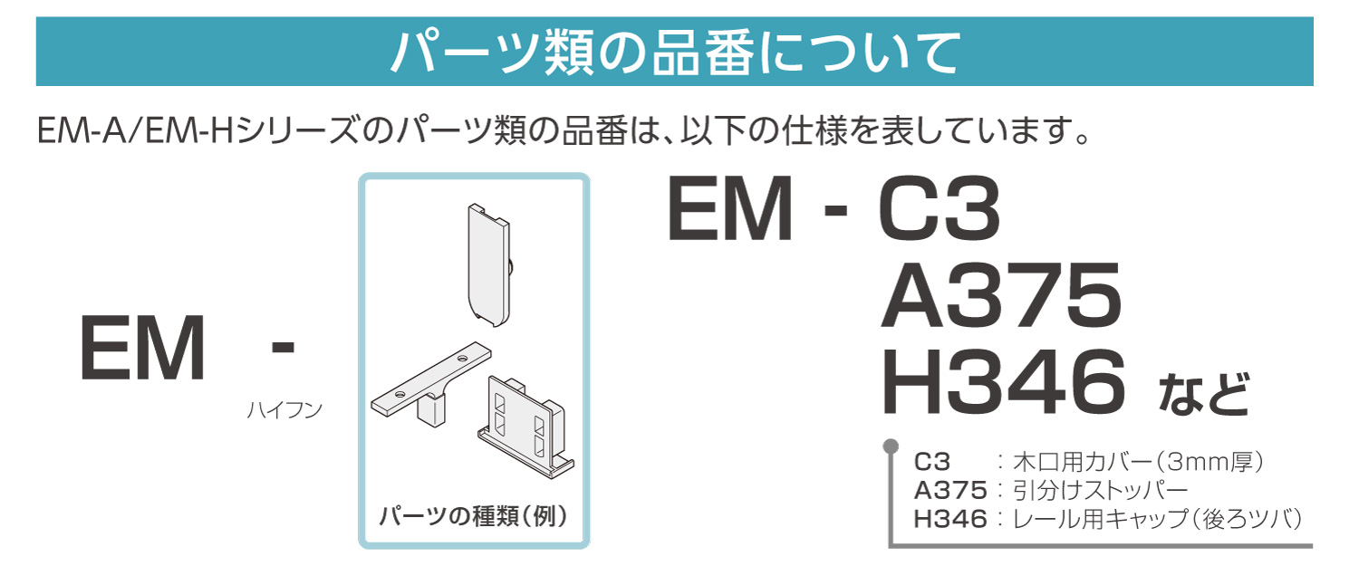 EMシリーズ　パーツ類の品番について