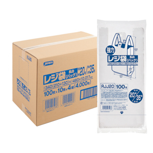 RJJ20 業務用レジ袋 レギュラータイプ(東日本20号/西日本35号) 乳白 40冊入 (1冊100枚・計4000枚入)