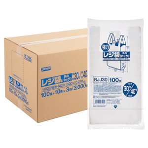 RJJ30 業務用レジ袋 レギュラータイプ(東日本30号/西日本40号) 乳白 30冊入 (1冊100枚・計3000枚入)